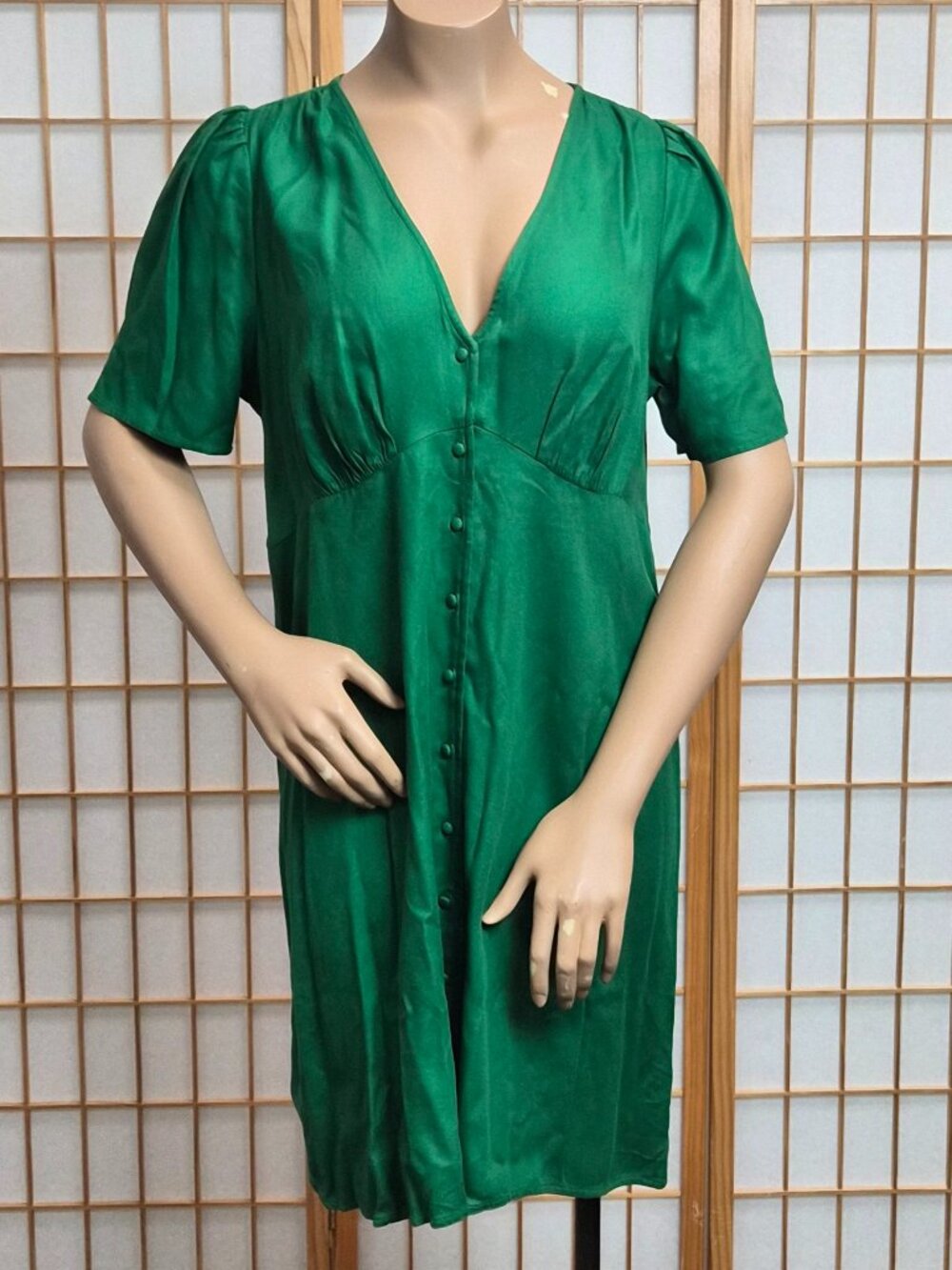 Old Navy short sleeve green button up lightweight mini dress size Large